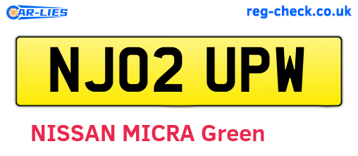 NJ02UPW are the vehicle registration plates.