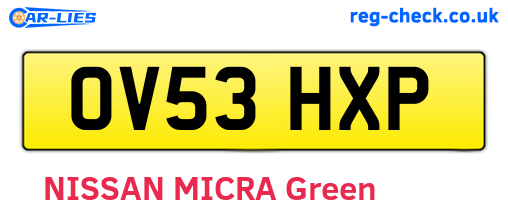 OV53HXP are the vehicle registration plates.