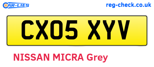 CX05XYV are the vehicle registration plates.