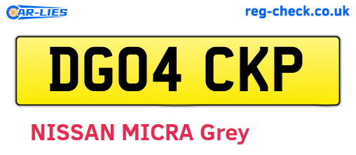 DG04CKP are the vehicle registration plates.