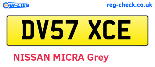 DV57XCE are the vehicle registration plates.
