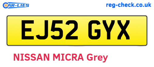 EJ52GYX are the vehicle registration plates.