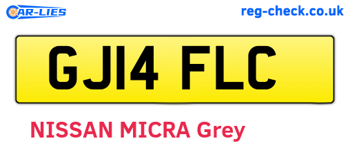 GJ14FLC are the vehicle registration plates.