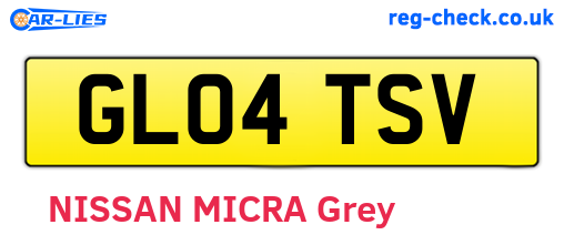 GL04TSV are the vehicle registration plates.