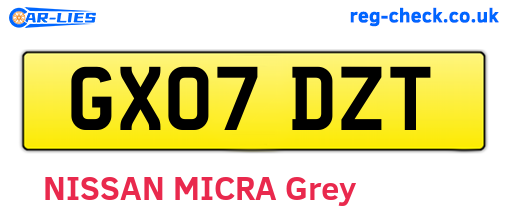 GX07DZT are the vehicle registration plates.