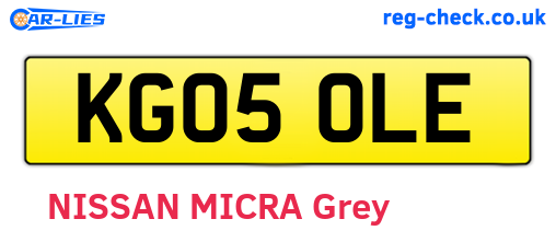 KG05OLE are the vehicle registration plates.