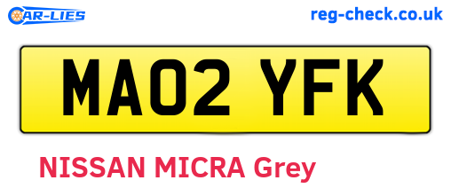 MA02YFK are the vehicle registration plates.