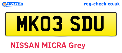 MK03SDU are the vehicle registration plates.