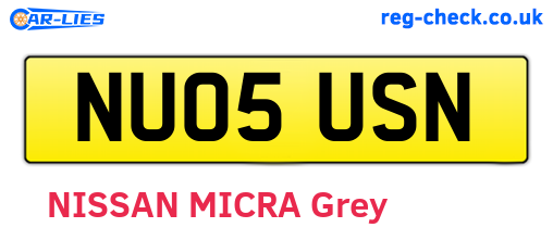 NU05USN are the vehicle registration plates.