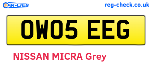OW05EEG are the vehicle registration plates.