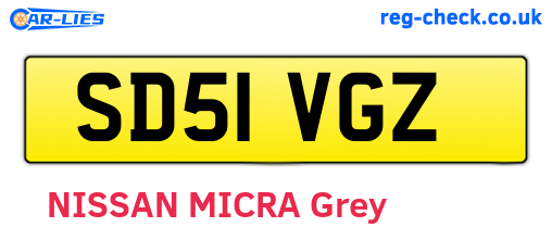 SD51VGZ are the vehicle registration plates.