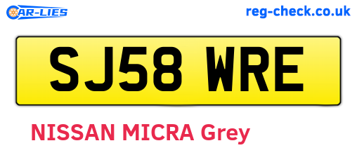 SJ58WRE are the vehicle registration plates.