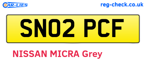 SN02PCF are the vehicle registration plates.