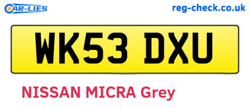 WK53DXU are the vehicle registration plates.