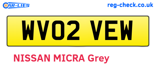 WV02VEW are the vehicle registration plates.