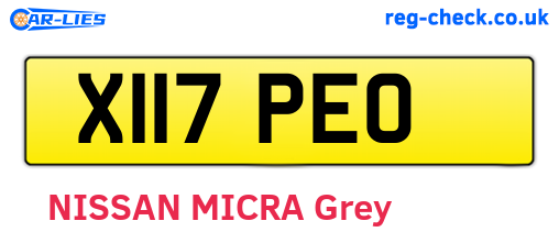 X117PEO are the vehicle registration plates.