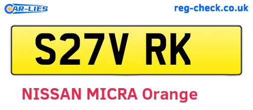 S27VRK are the vehicle registration plates.