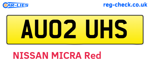 AU02UHS are the vehicle registration plates.