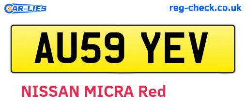 AU59YEV are the vehicle registration plates.