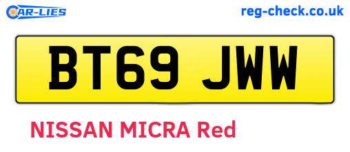 BT69JWW are the vehicle registration plates.