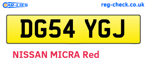 DG54YGJ are the vehicle registration plates.