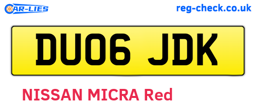 DU06JDK are the vehicle registration plates.
