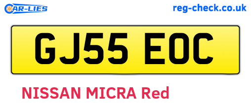 GJ55EOC are the vehicle registration plates.