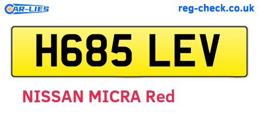 H685LEV are the vehicle registration plates.