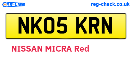 NK05KRN are the vehicle registration plates.