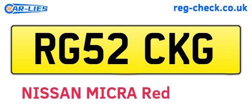 RG52CKG are the vehicle registration plates.