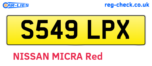 S549LPX are the vehicle registration plates.