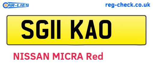 SG11KAO are the vehicle registration plates.