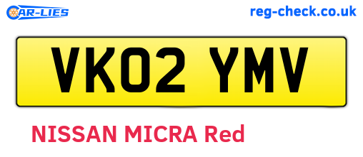 VK02YMV are the vehicle registration plates.
