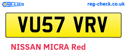 VU57VRV are the vehicle registration plates.