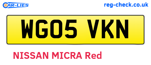 WG05VKN are the vehicle registration plates.