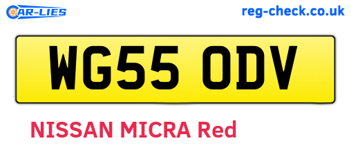 WG55ODV are the vehicle registration plates.