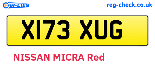 X173XUG are the vehicle registration plates.