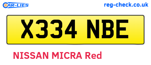 X334NBE are the vehicle registration plates.