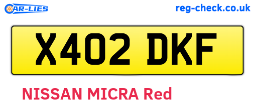 X402DKF are the vehicle registration plates.