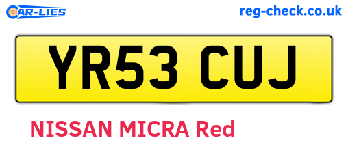 YR53CUJ are the vehicle registration plates.