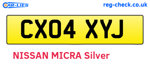 CX04XYJ are the vehicle registration plates.