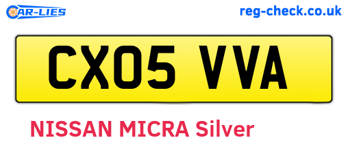 CX05VVA are the vehicle registration plates.