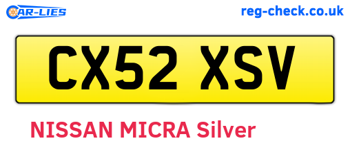 CX52XSV are the vehicle registration plates.