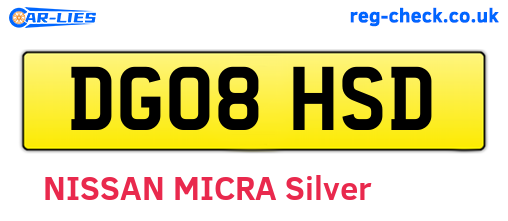DG08HSD are the vehicle registration plates.