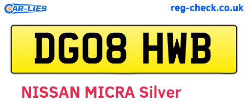 DG08HWB are the vehicle registration plates.