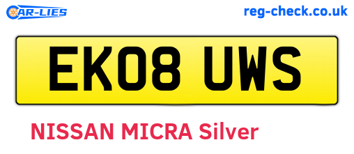 EK08UWS are the vehicle registration plates.