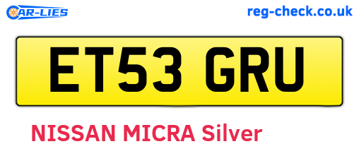 ET53GRU are the vehicle registration plates.