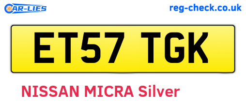 ET57TGK are the vehicle registration plates.