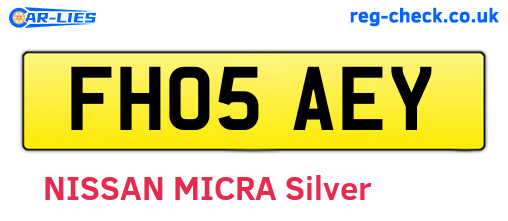FH05AEY are the vehicle registration plates.