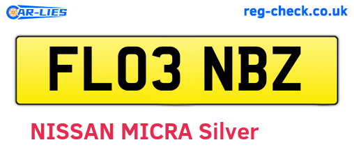 FL03NBZ are the vehicle registration plates.